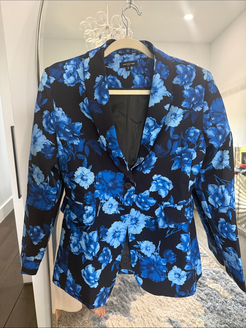 Worthington Blue Floral Single-Button Blazer
